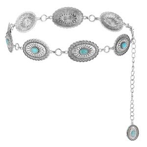 Concho Chain Belt Silver with Turquoise